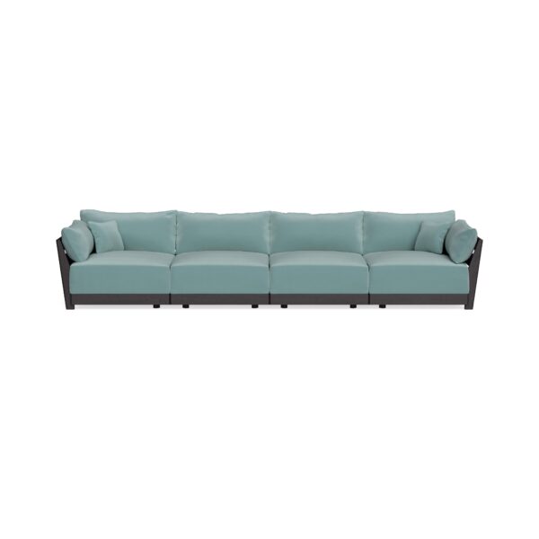 Modular Bondi Black 4-Seater Sofa in Glacier Blue | Classic Blend