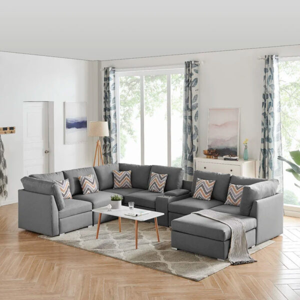 7 Seater Sofa Set:  131 Wide Modular Corner Sectional  U Shape Sofa Set