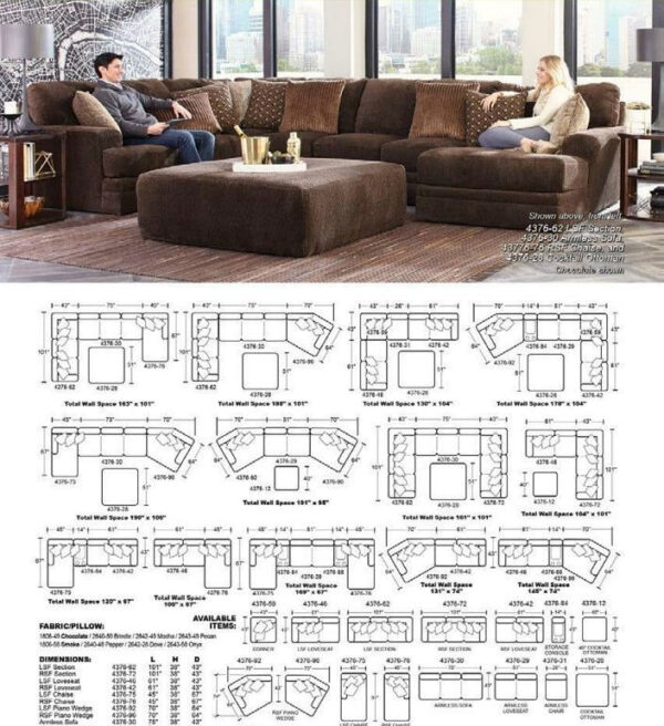 7 Seater Sofa Set: 163 Wide Modular Sectional Sofa