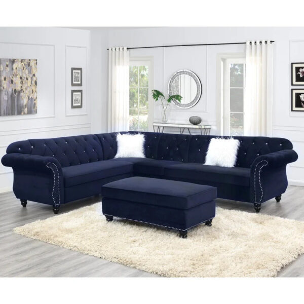 7 Seater Sofa Set: L Shape 123 Wide Velvet Corner Sectional Sofa Set