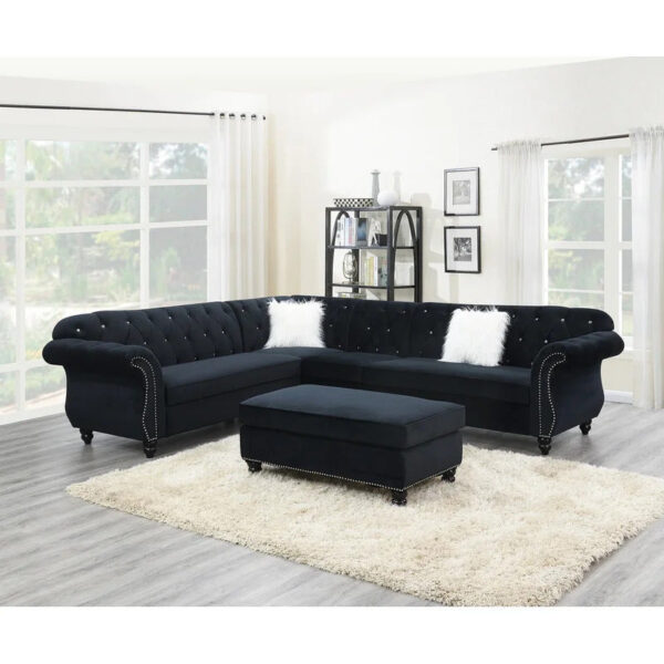 7 Seater Sofa Set: L Shape 123 Wide Velvet Corner Sectional Sofa Set
