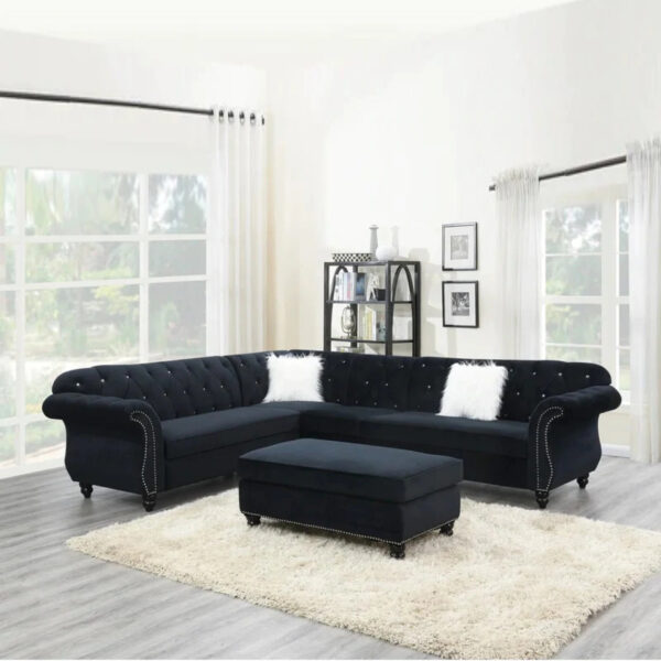 7 Seater Sofa Set: L Shape 123 Wide Velvet Corner Sectional Sofa Set