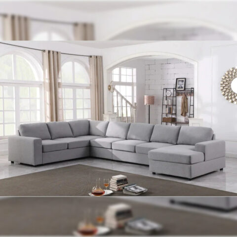 7 Seater Sofa Set: U Shape Reversible Sectional Sofa Set