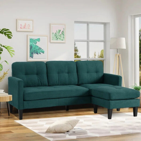 L Shape Sofa Set: 73.82 Wide Linen Upholstered Chaise Sectional