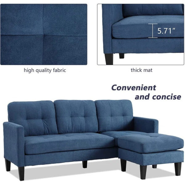 L Shape Sofa Set: 73.82 Wide Linen Upholstered Chaise Sectional