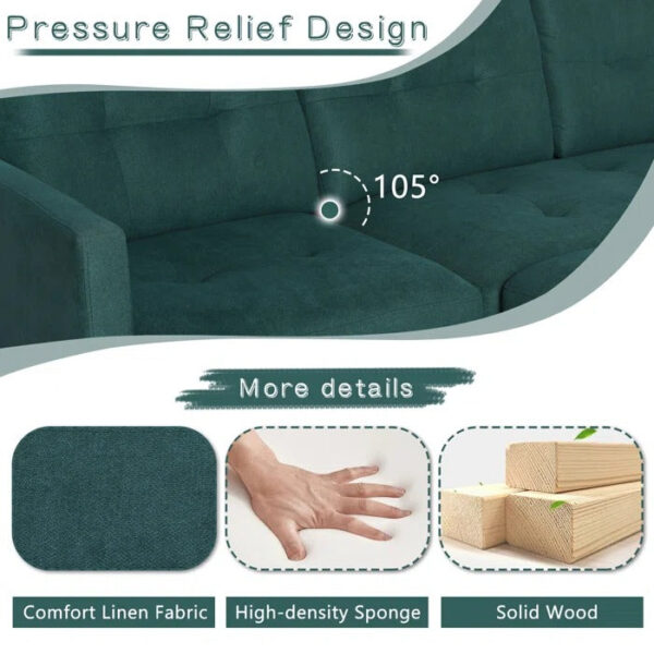 L Shape Sofa Set: 73.82 Wide Linen Upholstered Chaise Sectional