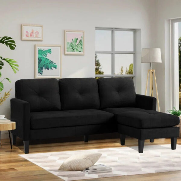 L Shape Sofa Set: 73.82 Wide Linen Upholstered Chaise Sectional