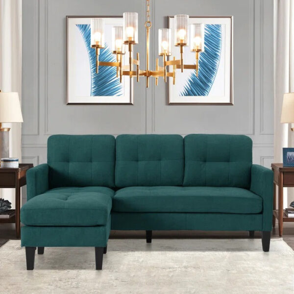 L Shape Sofa Set: 73.82 Wide Linen Upholstered Chaise Sectional