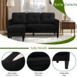 L Shape Sofa Set: 73.82 Wide Linen Upholstered Chaise Sectional