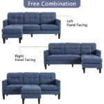 L Shape Sofa Set: 73.82 Wide Linen Upholstered Chaise Sectional