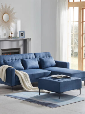 Sofa Bed: Sectional L Shape Sofa Cum Bed Blue