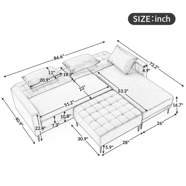 Sofa Bed: Sectional L Shape Sofa Cum Bed Blue