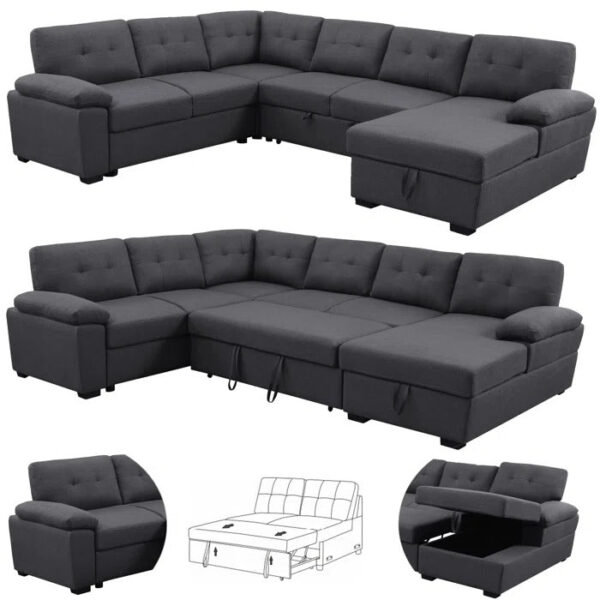 Sofa Cum Bed: Upholstered Sectional Sleeper Sofa & Chaise