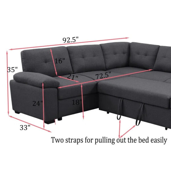 Sofa Cum Bed: Upholstered Sectional Sleeper Sofa & Chaise
