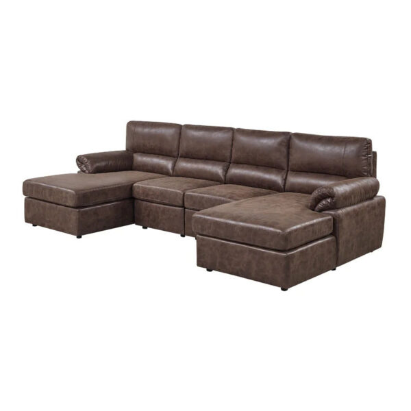 U Shape Sofa Set: 4 Seater 122 Faux Leatherette Sectional Sofa