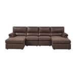 U Shape Sofa Set: 4 Seater 122 Faux Leatherette Sectional Sofa
