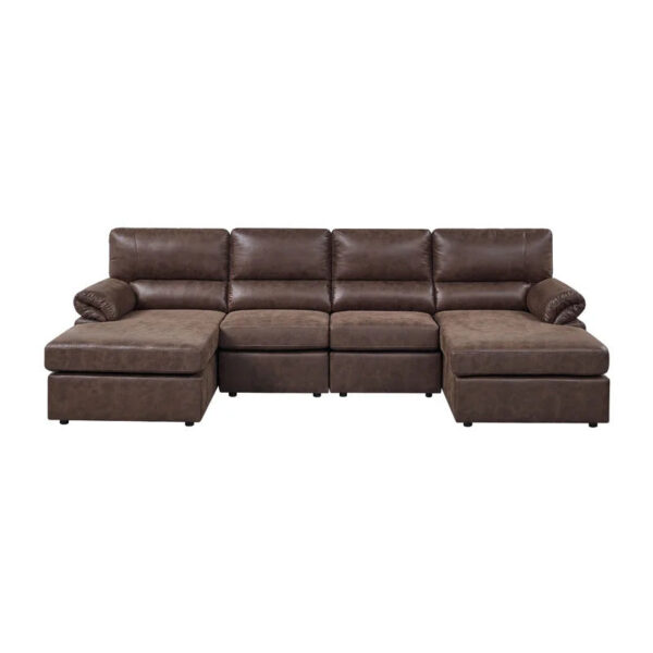 U Shape Sofa Set: 4 Seater 122 Faux Leatherette Sectional Sofa