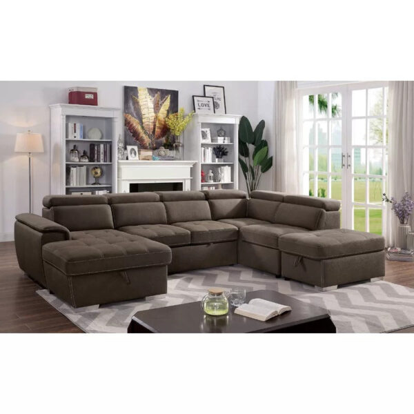 U Shape Sofa Set : 5 Seater 127.75 Wide Symmetrical Sleeper Sectional
