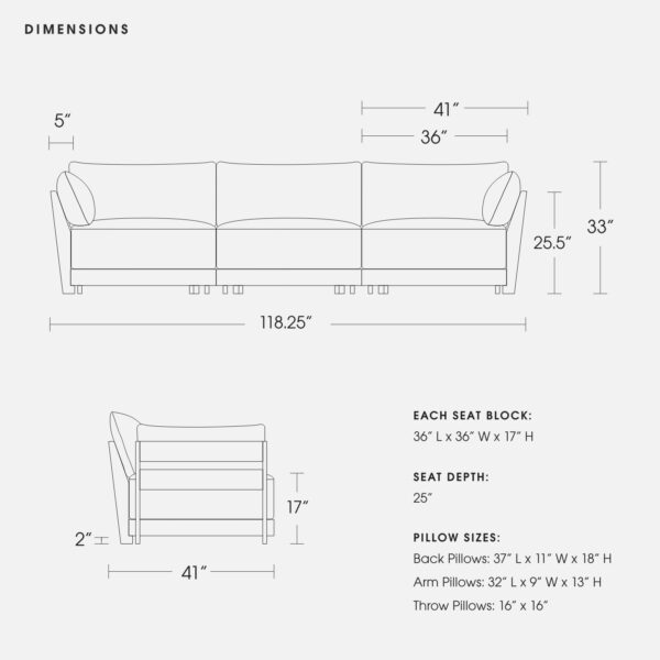 Modular Bondi Latte 3-Seater Sofa in Glacier Blue | Classic Blend